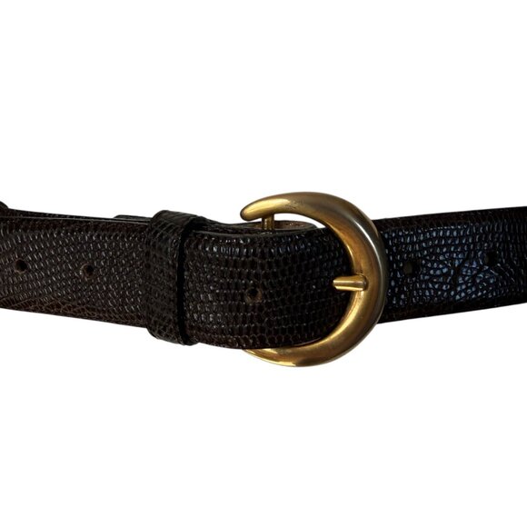 Donna Karan vintage brown genuine lizard adjustable belt women\'s size small main image 4
